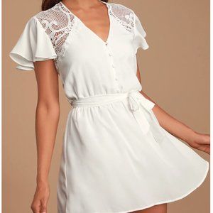 COPY - BB Dakota White Crochet Lace Skater Dress